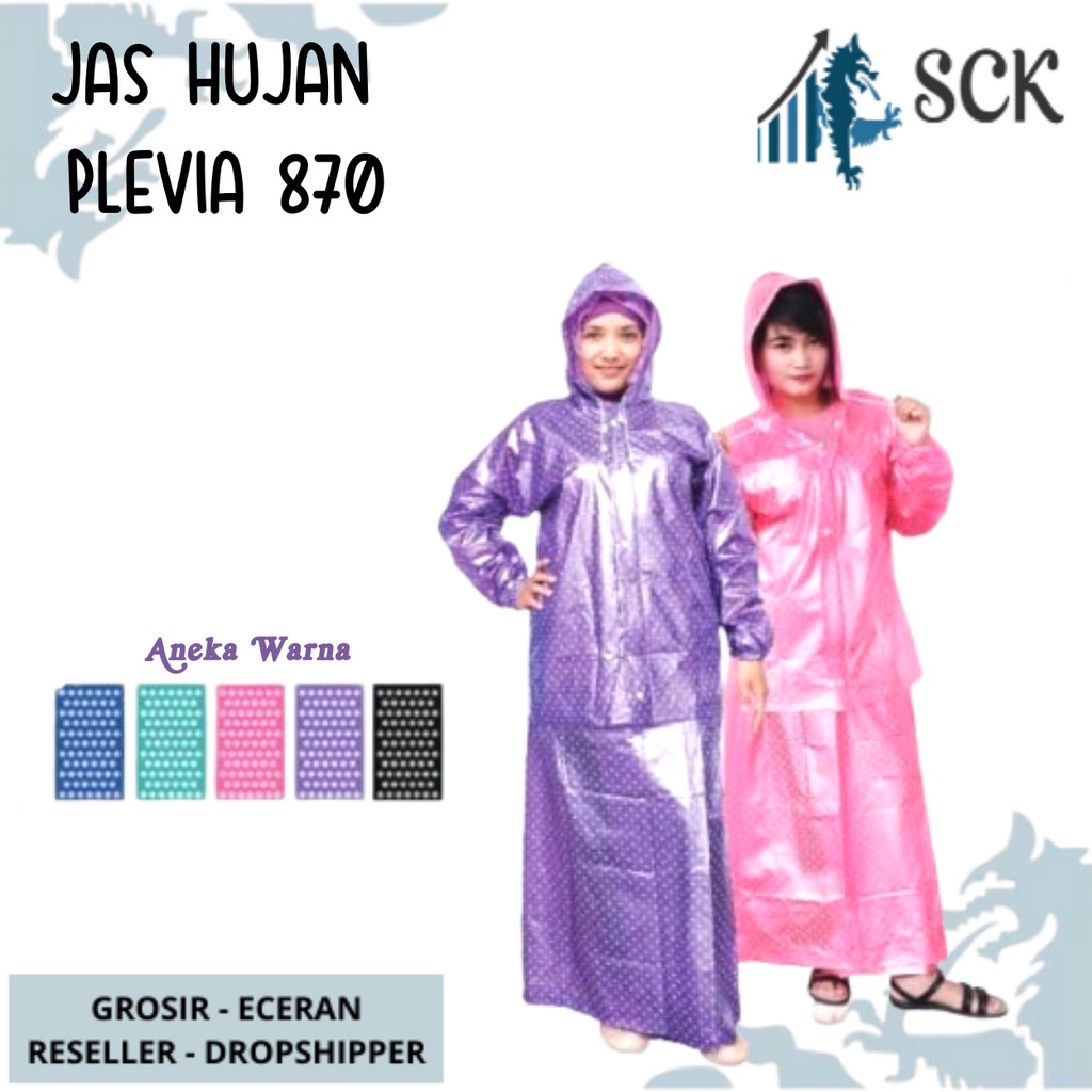 Setelan Jas Hujan PLEVIA 870 Rok Polkadot Wanita - sckmenwear GROSIR