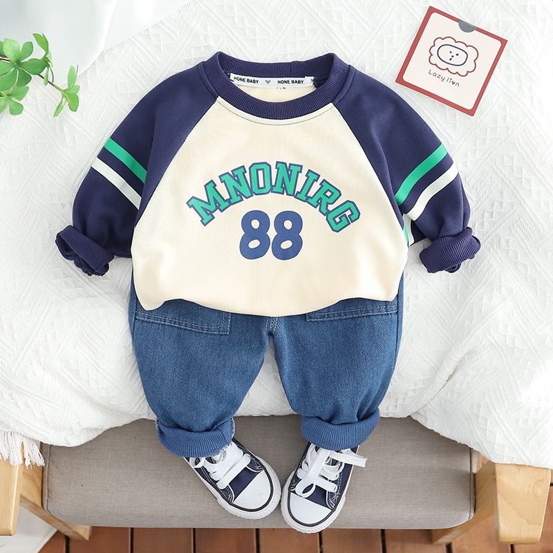 COD - Setelan anak lengan panjang MOTIF ANGKA 88 usia 6 bulan - 5 tahun / baju bayi premium impor - ananakstore