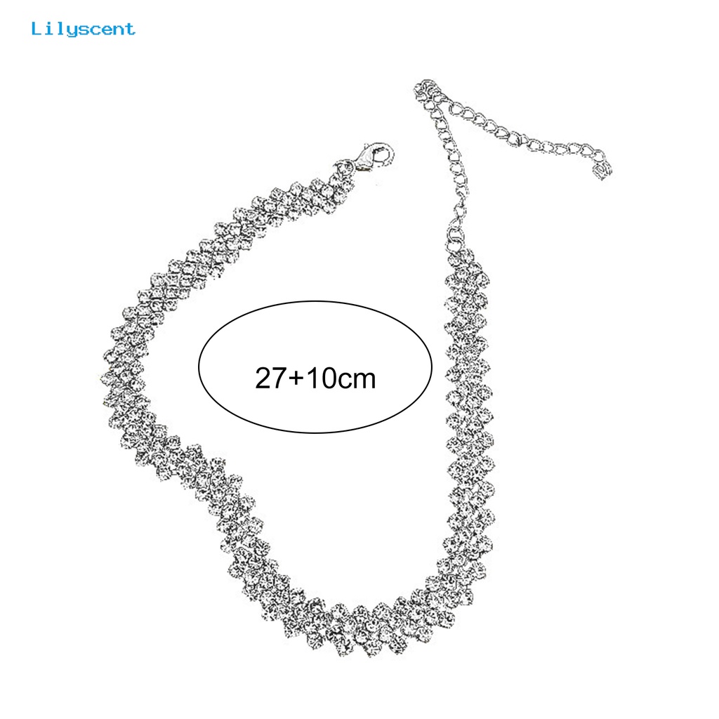 [LS] Rantai Klavikula Geometris Electroplating Temperamen Adjustable Extension Chain Dekorasi Hadiah Wanita Penuh Berlian Imitasi Choker Kalung Fashion Perhiasan Untuk Perjamuan