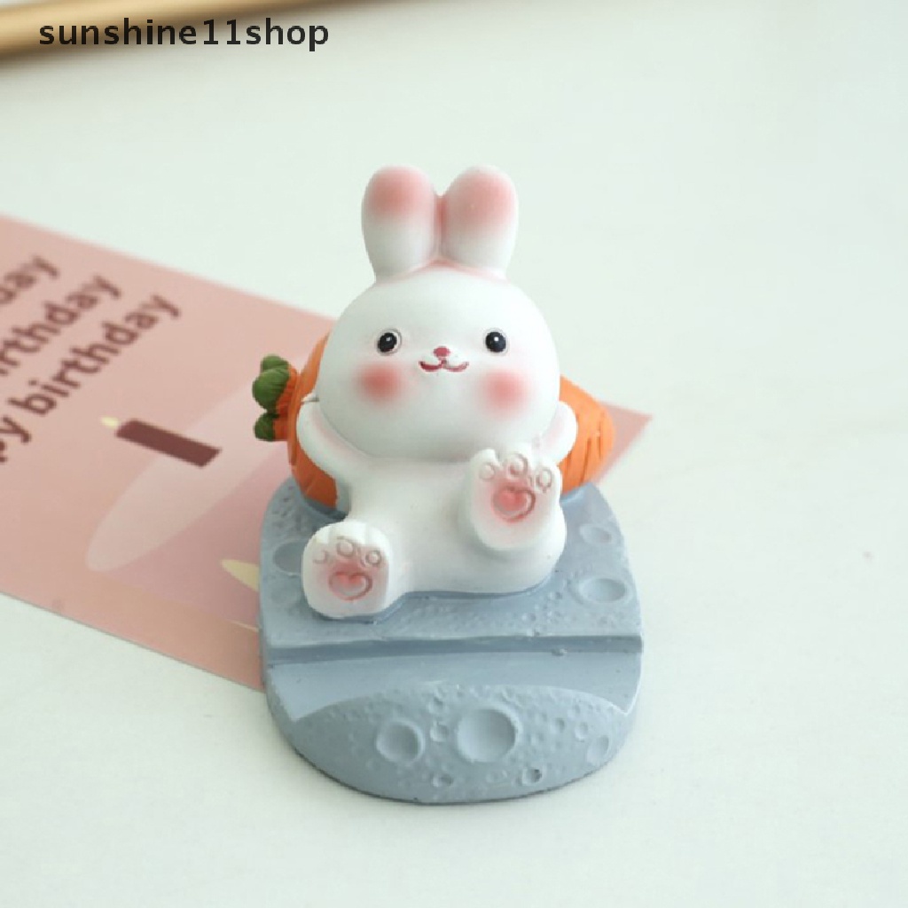 Sho 1PC Lucu Resin Rabbit Phone Holder Universal Handphone Stand Holder Ornamen Mainan Rumah Kantor Desktop Dekorasi N