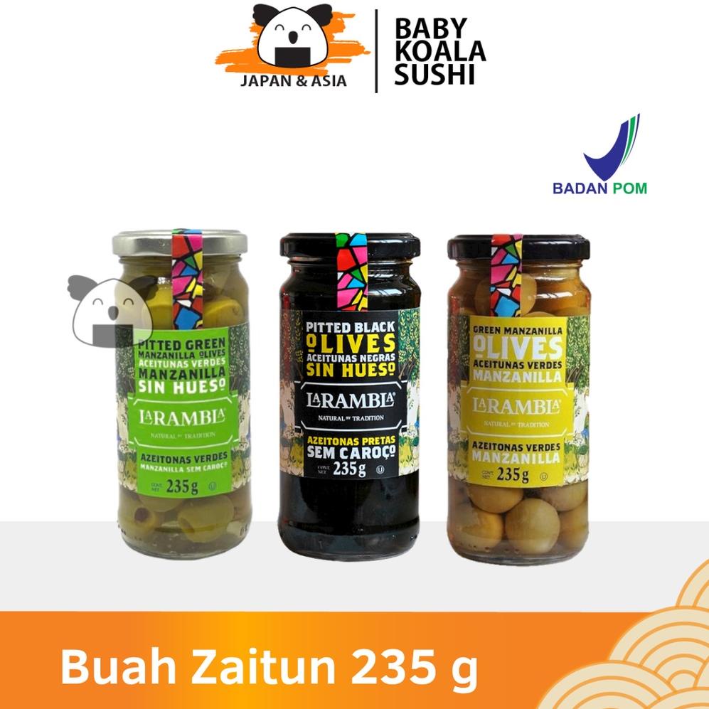 

✓ LA RAMBLA Olives Green Black Buah Zaitun Hijau Hitam 235 g Halal │ Import Spanyol