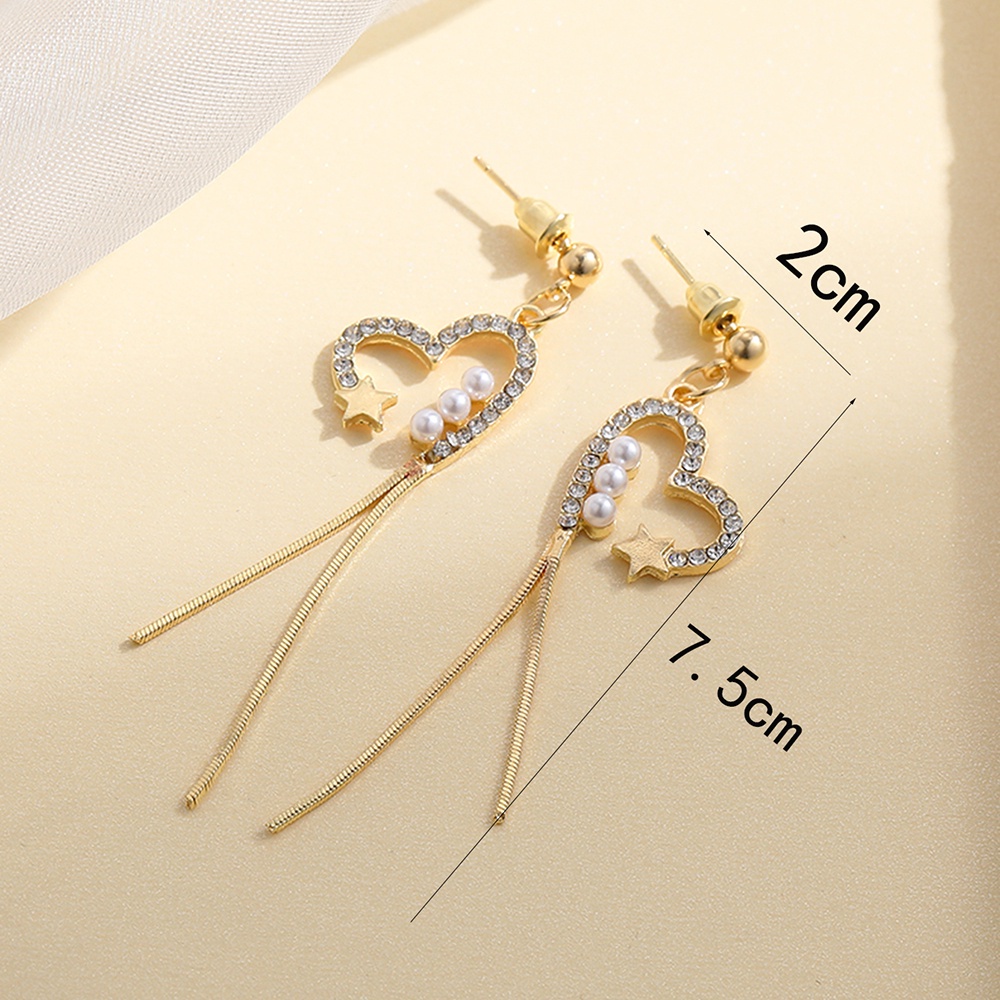 Anting Tusuk Emas Untuk Wanita Elegan Berongga Hati Drop Rumbai Earring Fashion Aksesoris Perhiasan