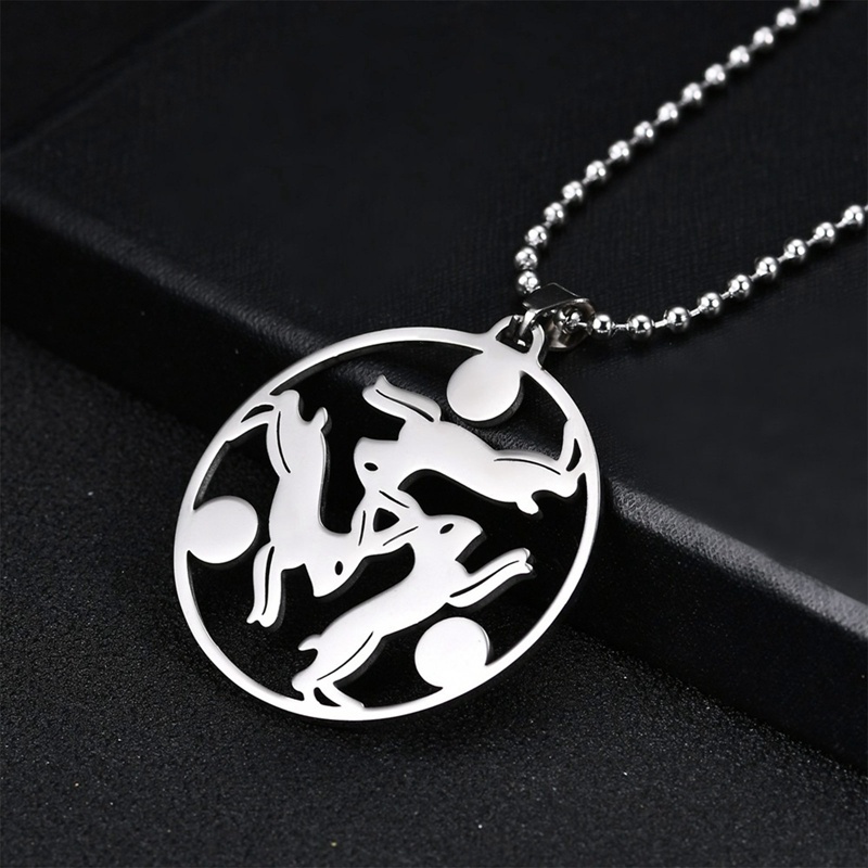Tiga Kelinci Matahari Celtics Knot Triskele Triskelion Stainless Steel Kalung Warna Perak Kalung Perhiasan