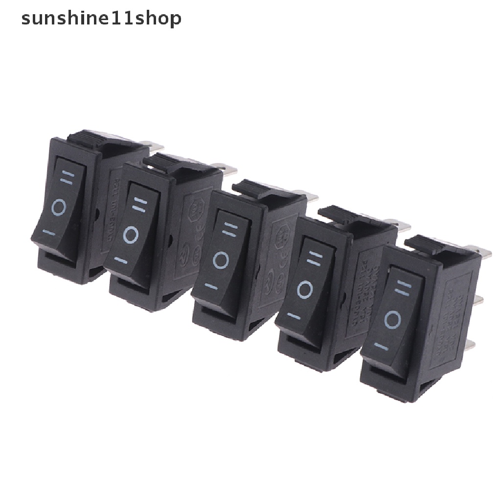 Sho 5pcs 13.5 * 31mm 3pin SPDT KCD3 ON-OFF-ON 3posisi Hitam Boat Rocker Switch N