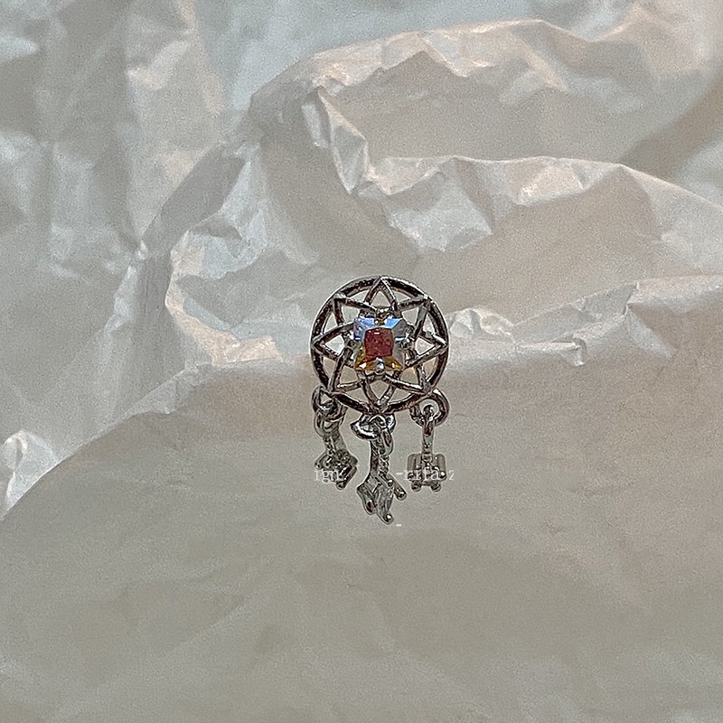 Premium Zircon Earbone Stud Gaya Korea Moonstone Heart Anting Rumbai