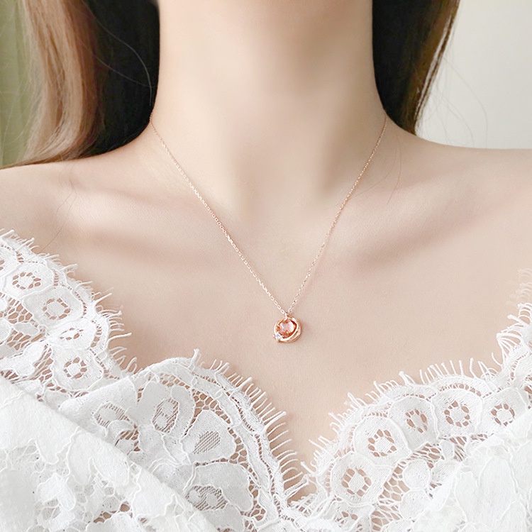 Fashion Kunci Planet Meteor Shower Kalung Pink Zirkon Kristal Liontin Rantai Choker Untuk Aksesoris Perhiasan Wanita