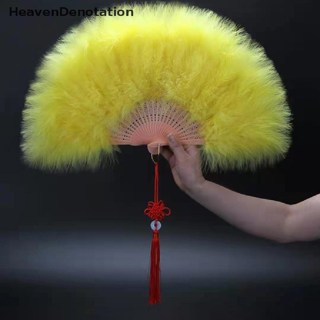 [HeavenDenotation] Kipas Lipat Bulu Gadis Peri Manis Jepang Gothic Court Dance Hand Fan HDV