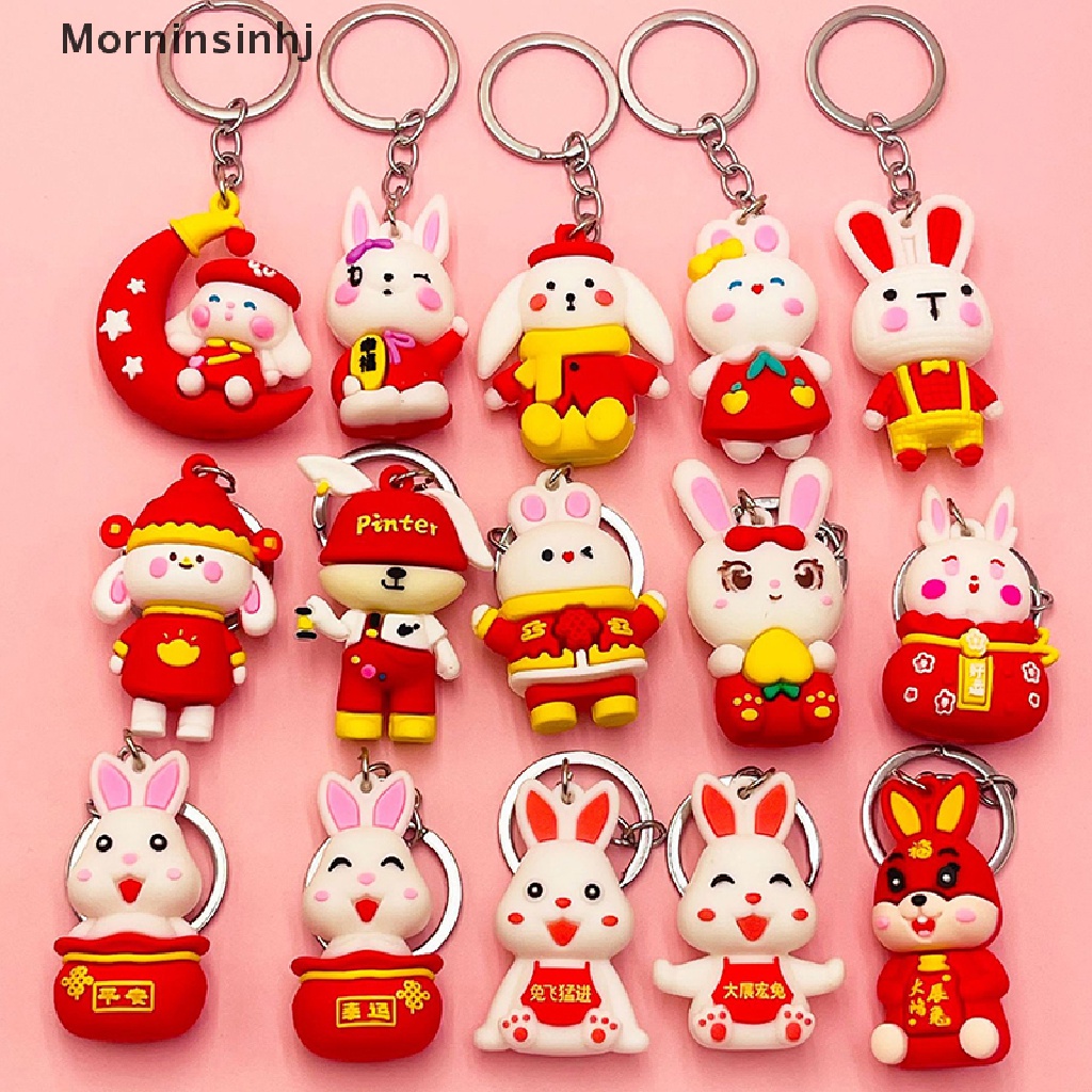 Mornin Kartun Lucu Tahun Baru Bunny Keychain Hewan Kelinci Gantungan Kunci Kreatif Beruntung Tas Dekorasi Gantungan Kunci Tas Natal Liontin Mobil Keyring Hadiah id