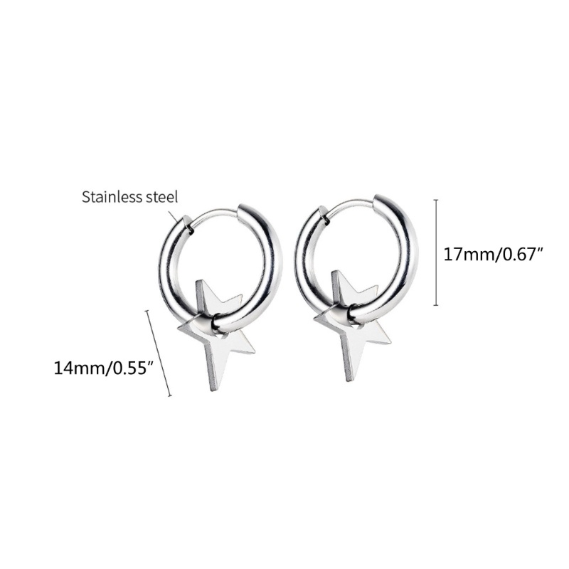 Siy Anting Hoop Berengsel Silang Segitiga-Charm Menjuntai Earring Untuk Wanita Gadis Remaja