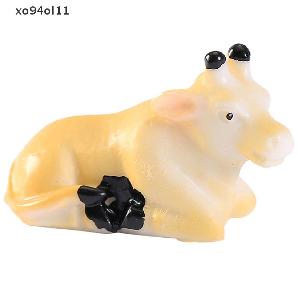 Xo Patung Sapi Mini Model Hewan Pemandangan Mikro Dekorasi Rumah Miniatur OL