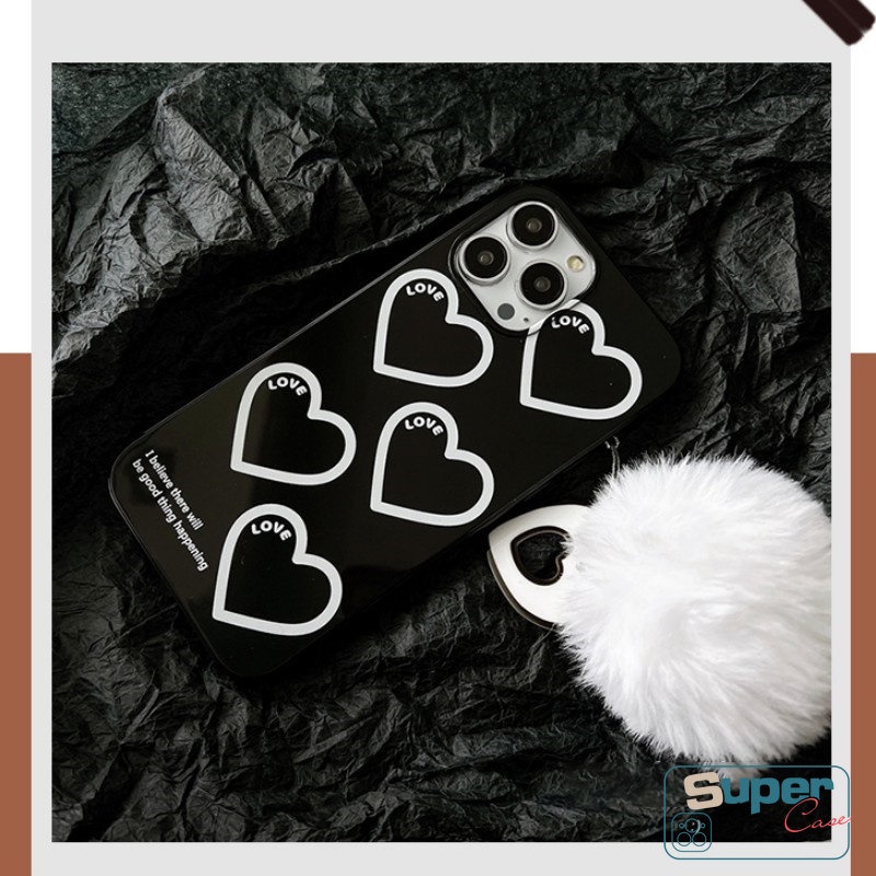 Kartun Cinta Hati Glossy Case Kompatibel Untuk IPhone 7Plus 8Plus XR 14 11 13 12 Pro Max7 8 Plus X XS Max SE 2020 Halus Lembut Tpu Full Pelindung Casing Ponsel