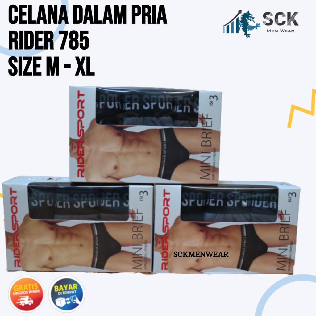 [ISI 3] CD Pria RIDER 785 karet Boxer / Celana Dalam Laki-laki / Pakaian Dalam Jumbo R785B - sckmenwear GROSIR