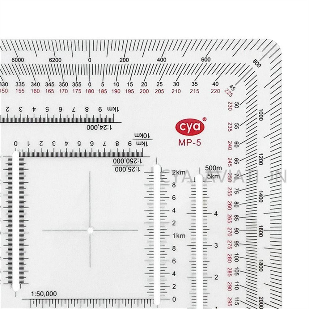 MXBEAUTY Busur Derajat Navigasi Darat Untuk Camping Topographical Square Ruler MP-5 Map Protractor