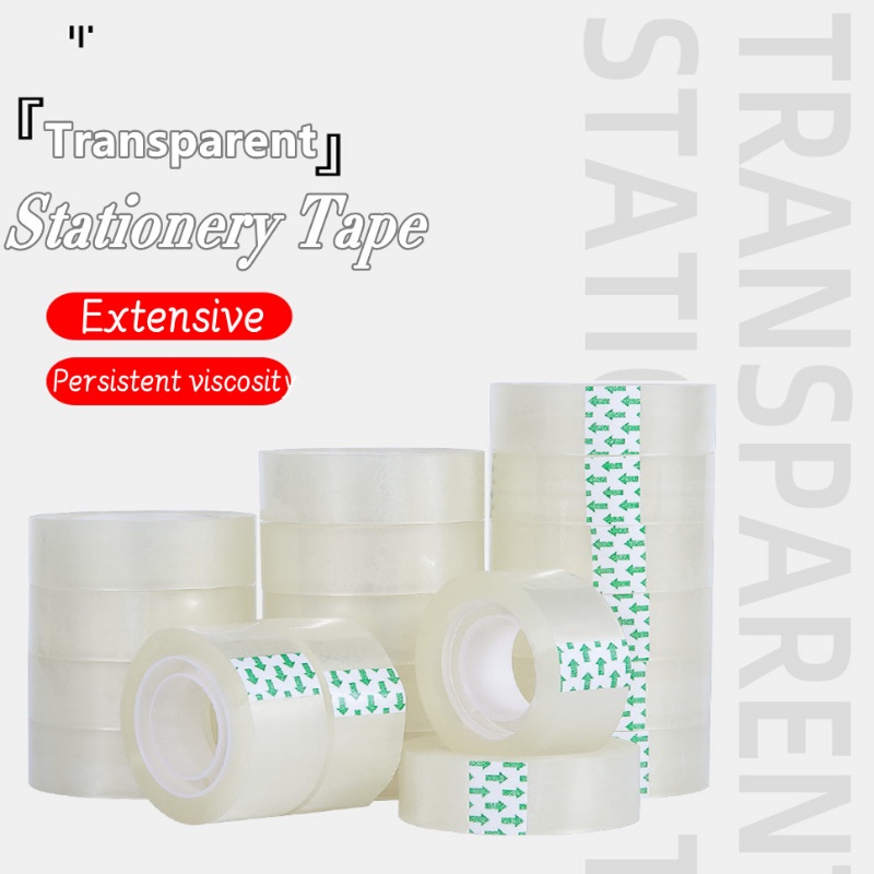 1roll Tape Transparan Alat Tulis Siswa Kantor Tape Perekat DIY Kemasan Alat Perlengkapan Kantor Sekolah