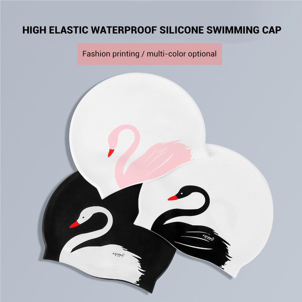 Topi Renang Silikon Untuk Wanita Dan Pria Swan Swimming Cap Bathing Cap Topi Renang Anti Air