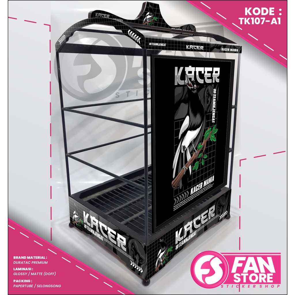 Decal Stiker Sangkar Kotak Kacer / Decal Kandang Burung Kacer / Decal Sangkar Kotak - KODE : TK107