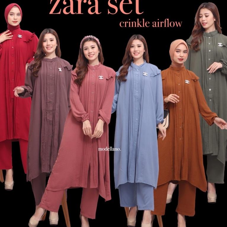 NEW STOCK ONE SET CRINKLE LONG TUNIK JUMBO BUSUI KANCING DEPAN ZARA FREE BROS GROSIR PGMTA MURAH