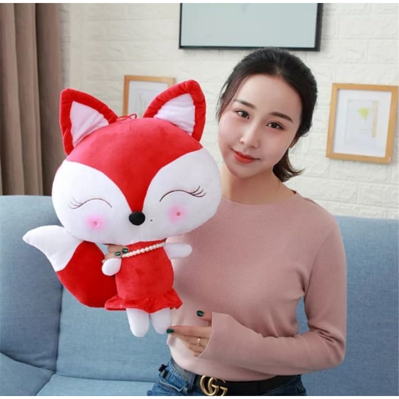 Boneka Cute Merah dan Biru Little Fox Boneka Fox Di 30Cm Hewan Kawaii plush Toy Boneka Bayi Kid's Hadiah Mini Mainan Mewah