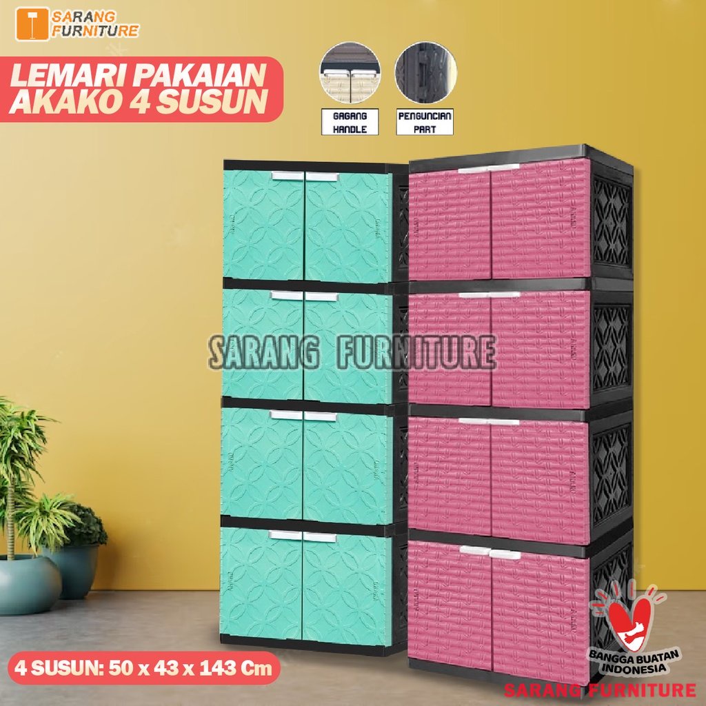 LEMARI PAKAIAN PLASTIK BABY AKAKO 4 SUSUN MURAH TERBARU LEMARI AKAKO BAR LEMARI MURAH