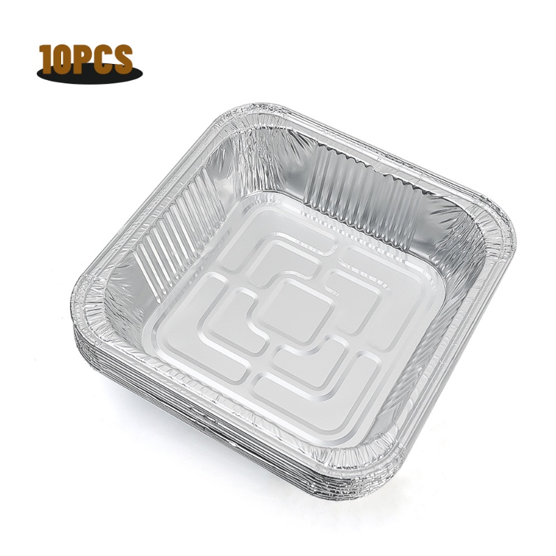 10pcs/set Disposable Non-Stick Air Fryer Aluminium Foil Tray/BBQ Kotak Kaleng Persegi Tahan Minyak Alat Dapur