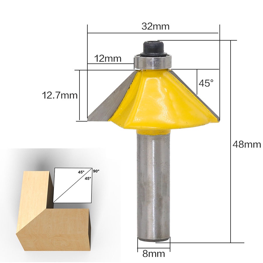 (BISA COD) FTIHSHP RCT Mata Bor Drill Bit Mitter Router Bit Milling Tool 8mm 12PCS - TCA12