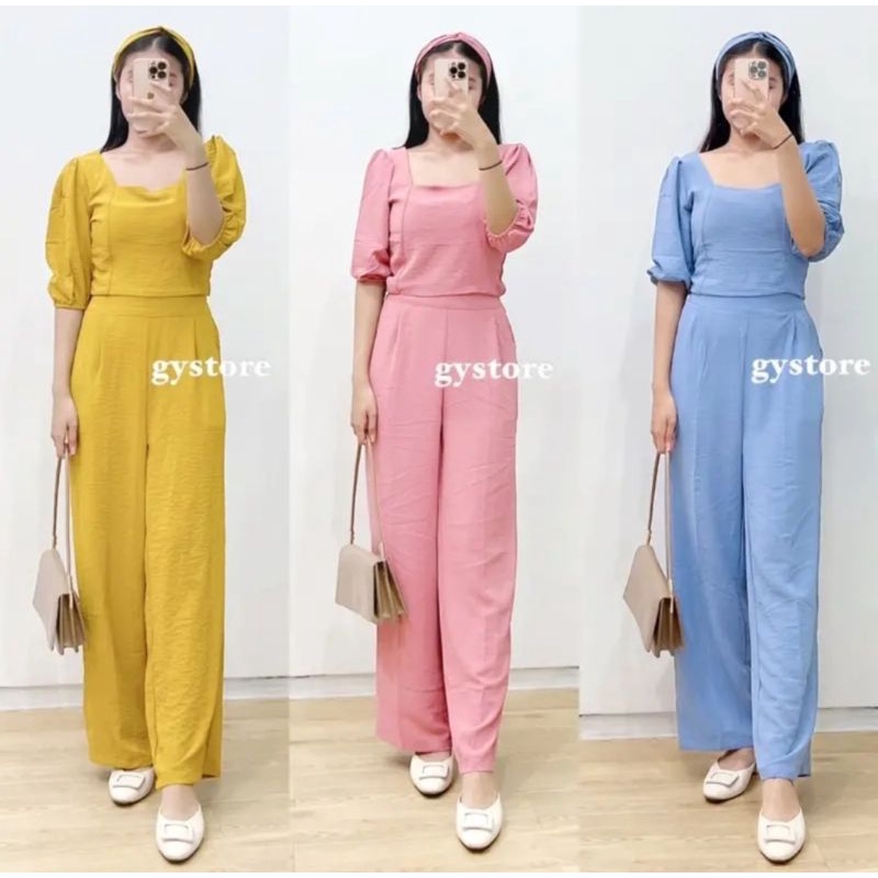 Veronica One Set Crop Top / Setelan Wanita polos