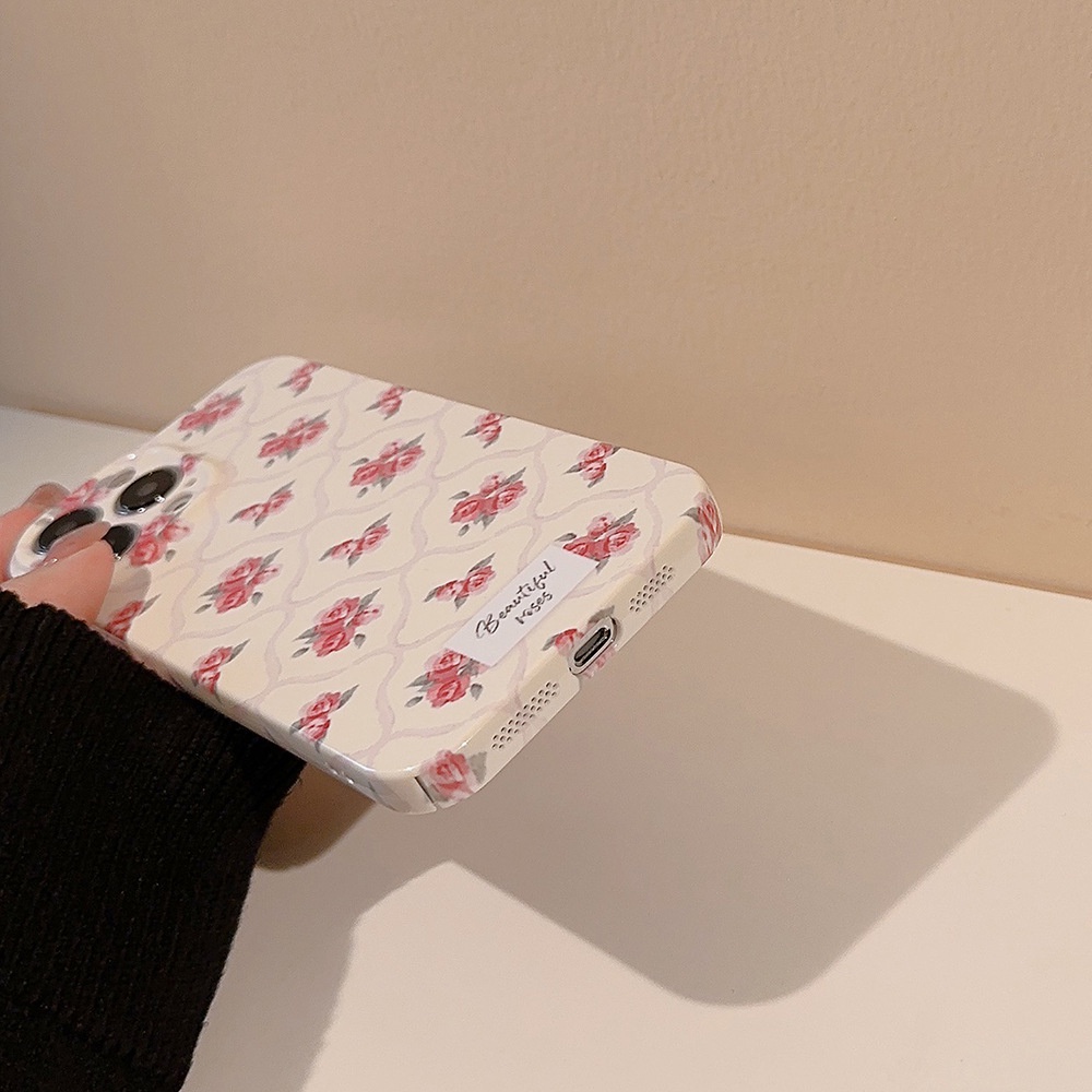 Ins Pink Flower Hard Shell Case Untuk Iphone SE 2020 7 /8 Plus 14x XR XM 11 12 13 PRO MAX Casing Pelindung Cove AT0050r