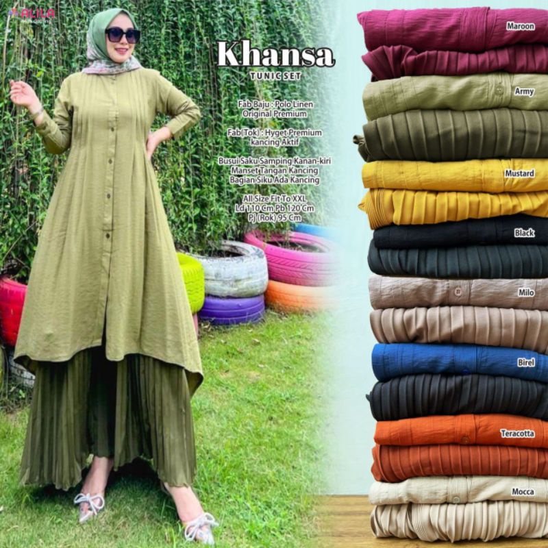 KHANSA TUNIC SET ORI ALILA | Tunic Set Polo Linen Original Premium