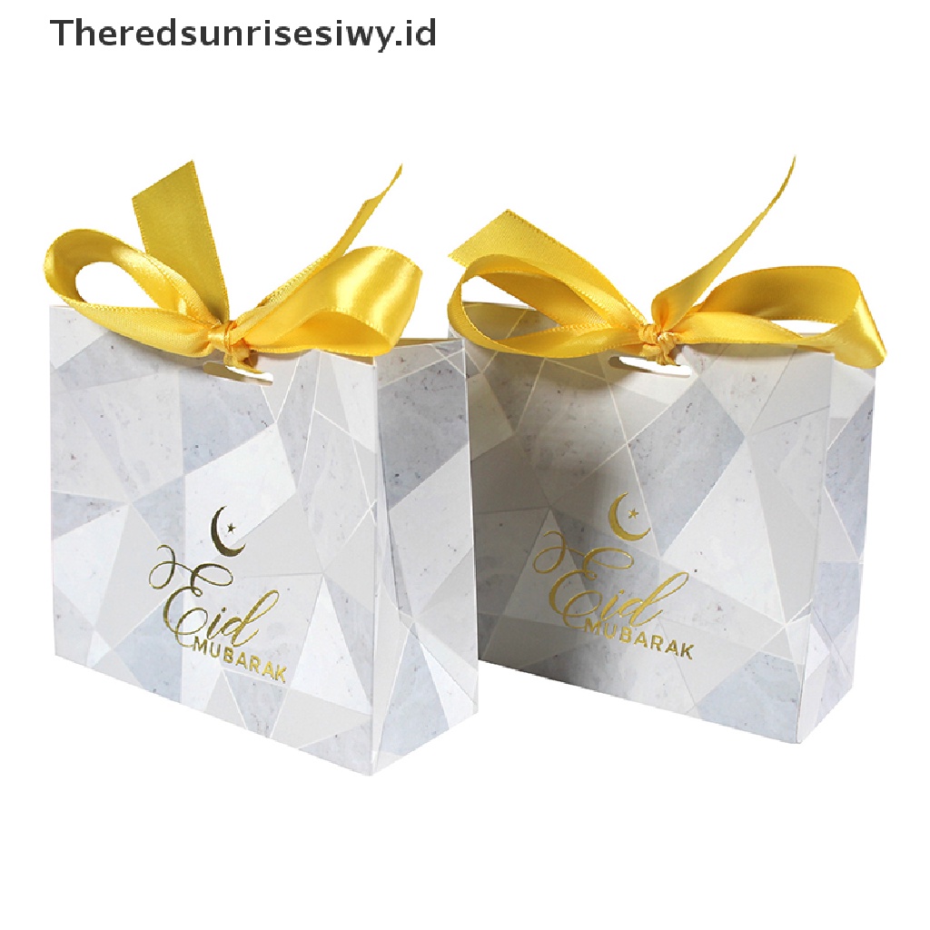 # Baju Lebaran # 10pcs Eid Mubarak Candy Box Marble Paper Gift Packaging Bag Sovenir Pesta Muslim~