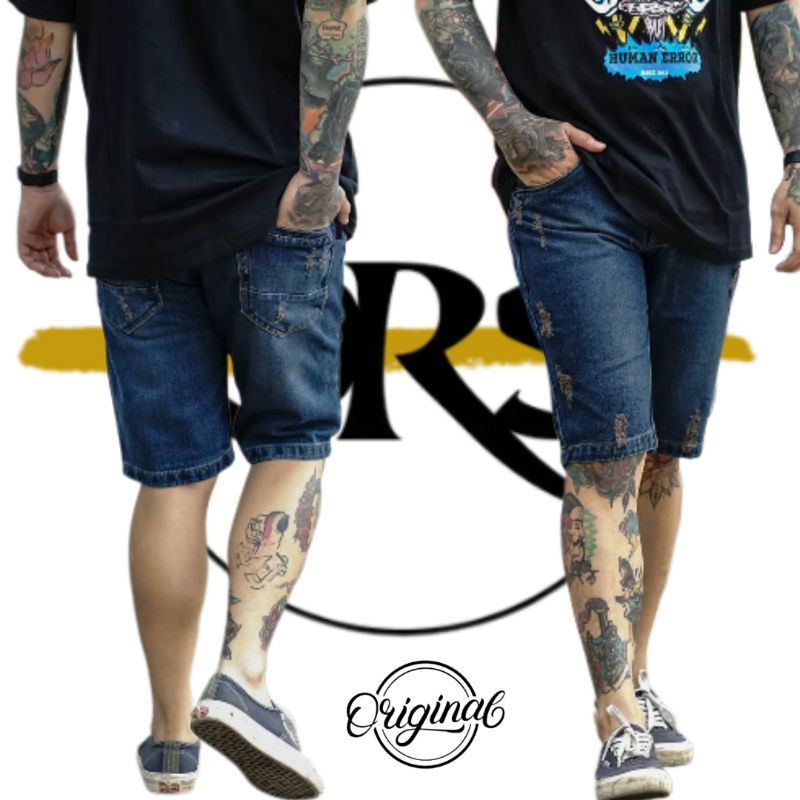 Celana jeans pendek pria/celana sobek pria/jeans pendek sobek size 27-34