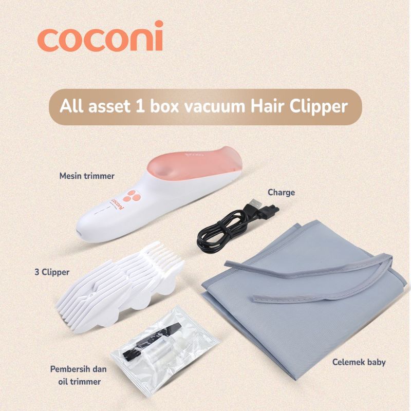 COCONI No Mess Vacuum Baby Hair Clipper / Cukur Rambut Bayi / Hair Trimmer