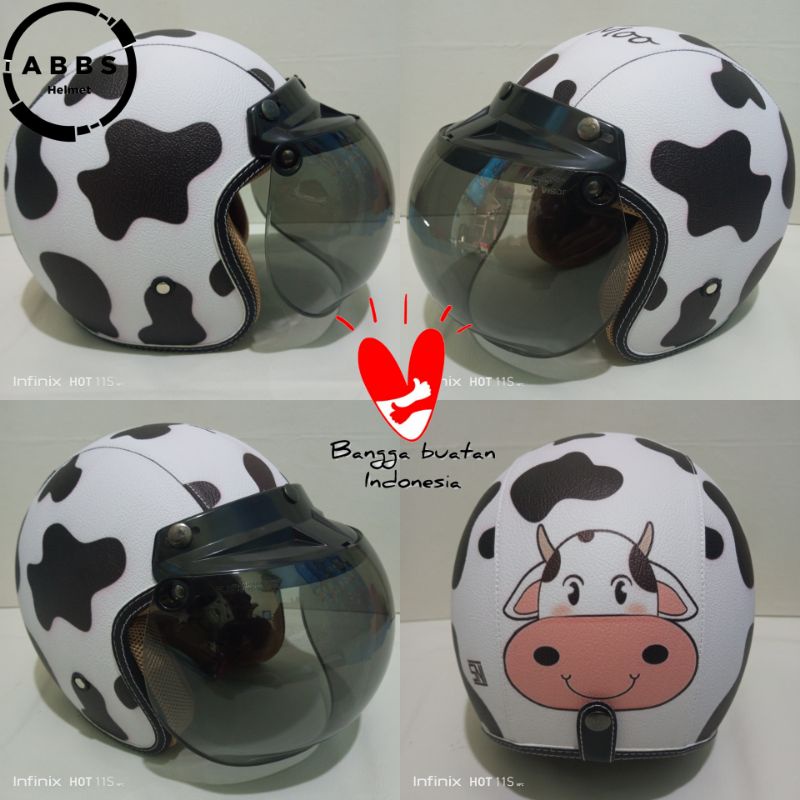 HELM BOGO RETRO DEWASA MOTIF SAPI MOO