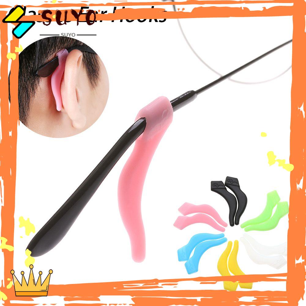 Suyo 2pasang Kait Telinga Kacamata Outdoor Hook Grips Kacamata Anti Slip Lembut Ear Hook