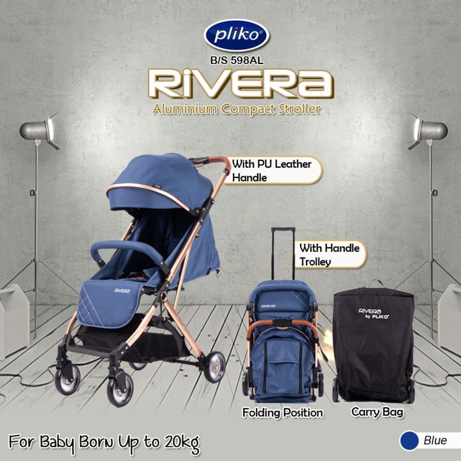 Stroller Pliko Rivera Gold Cabin size bisa dorong kaya koper