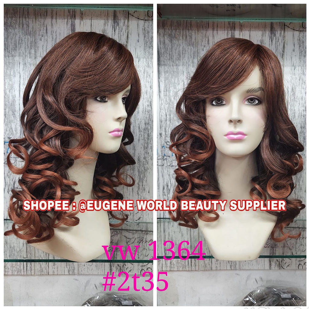 RAMBUT PALSU FULL WIG CEWE CEWEK WANITA PANJANG SEDANG MEDIUM SEBAHU CURLY KERLI WAVE KERITING KRITI