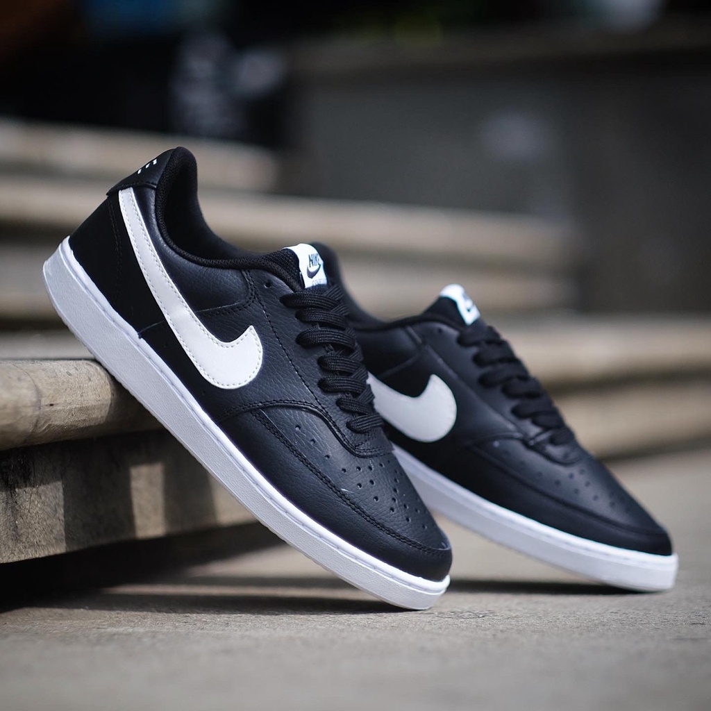 NIKE COURT VISION LOW LEATHER BLACK WHITE