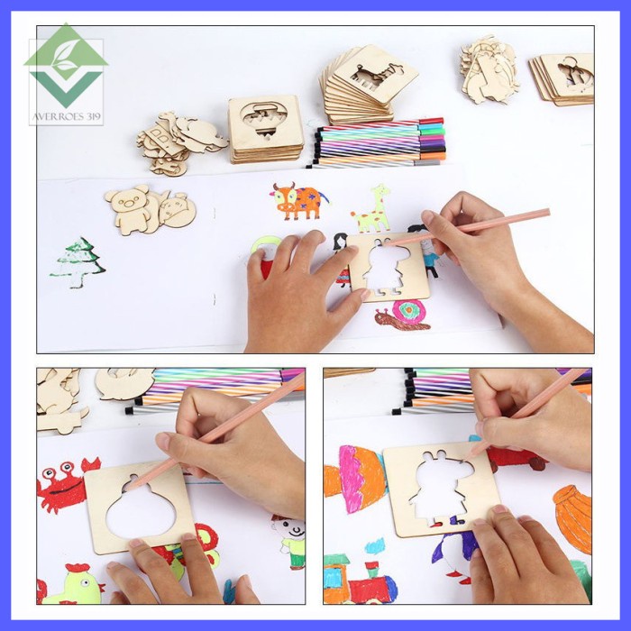 

DISKON/ Fun Graffiti Menggambar dan Mewarnai Bentuk bahan Kayu Set - 20 Pcs Only
