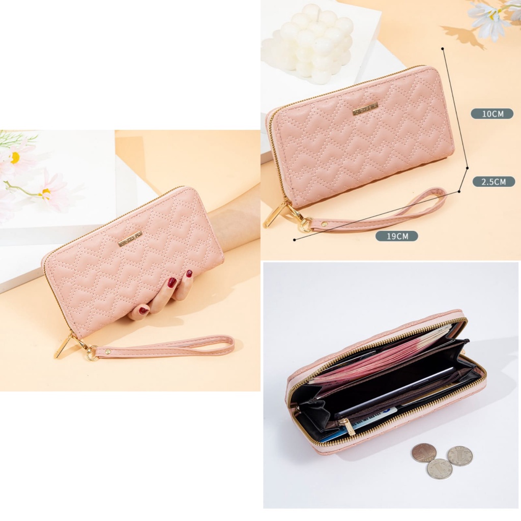 DOMPET PANJANG WANITA RESLETING CEWEK MURAH FASHION BATAM KEKINIAN LUCU SIMPLE PREMIUM KULIT PINK WA647P3 CHAMONIX IMPORT TALI PENDEK SLOT KARTU UANG KOIN BRANDED REMAJA KOREA