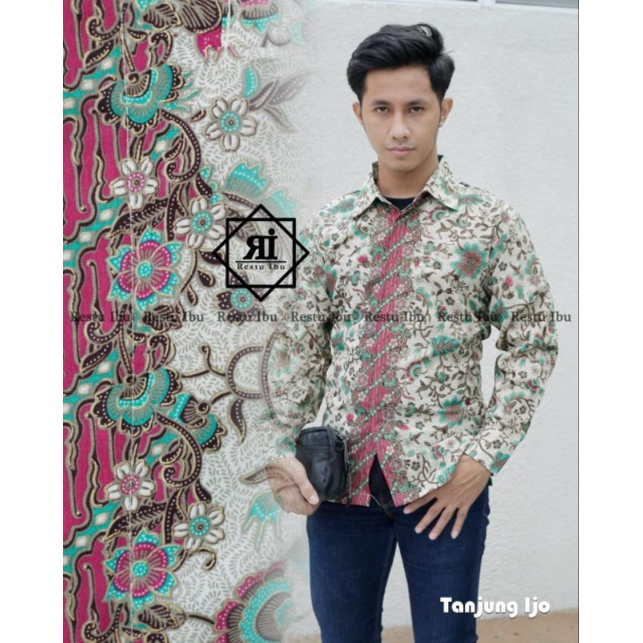 Kebayashopp - kemeja batik lengan panjang/kemeja batik kebaya/TANJUNG PINK HIJAU/kemeja pesta/kemeja batik /kemeja murah/ vol 4