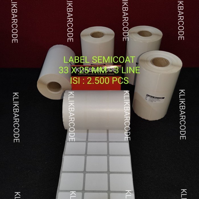 

label barcode semicoated 33x25,3line,2500pcs,sticker barcode semicoat