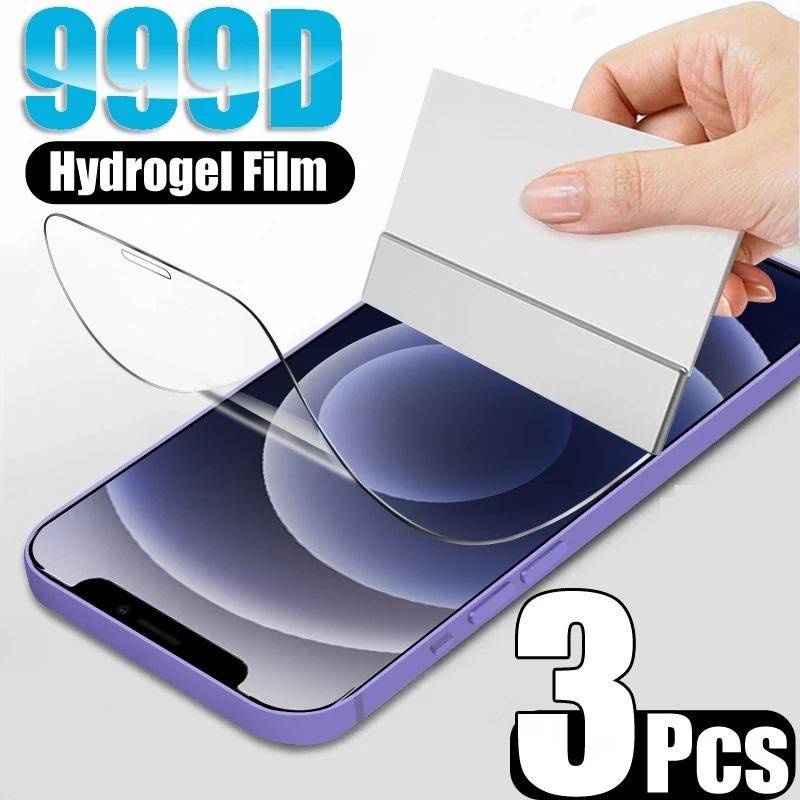 3pcs Full Cover Pelindung Layar Depan Untuk 14 13 12 11 Pro MAX Plus Film Mini Untuk iPhone 7-8 6 6S Plus SE 2022 2020 14Plus 13Mini 12Mini Back Hydrogel Film