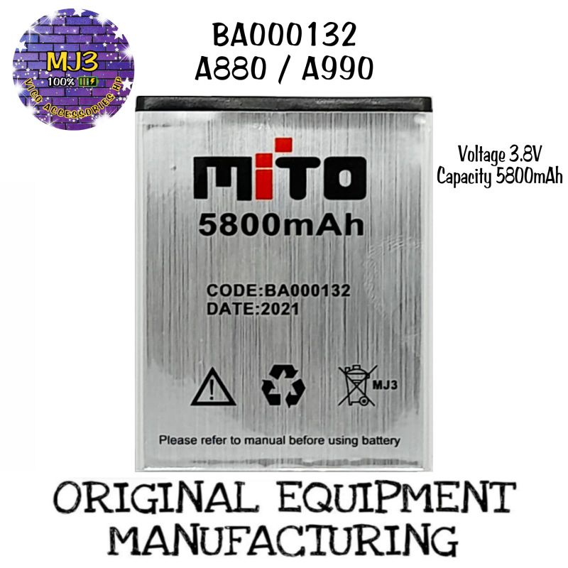 Baterai Mito BA 000132 A880 A990 BA000132 battery batre bat BERGARANSI 1 MINGGU