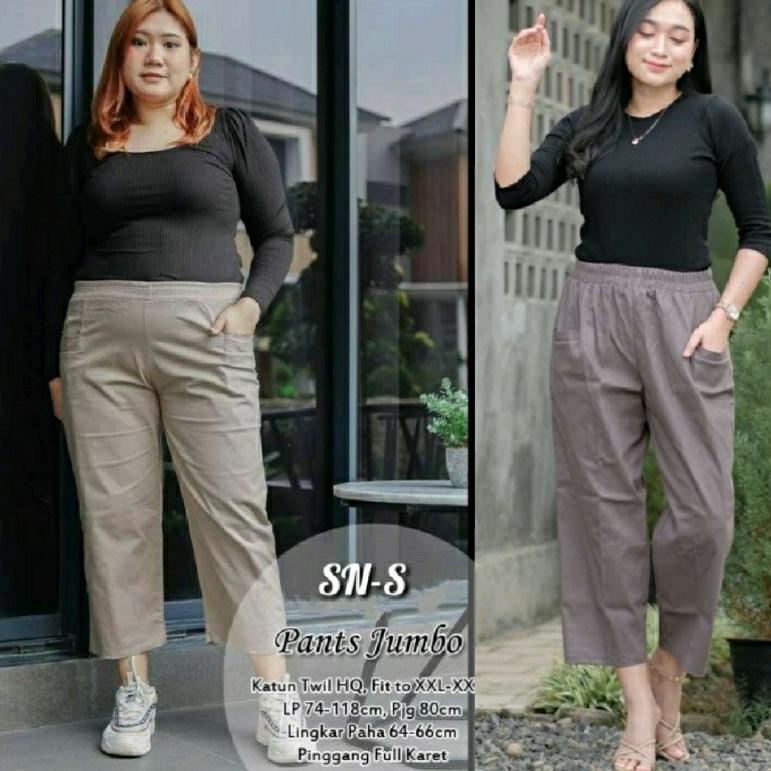 Hot Sale CELANA WANITA JUMBO KEKINIAN 7/9 PANTS KATUN TWILL STRECH PREMIUM