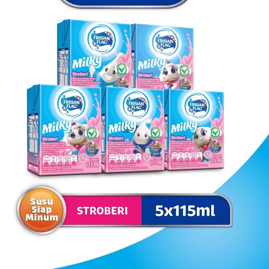 

>XG34448< Frisian Flag Milky Susu UHT Stroberi 5 x 115 mL