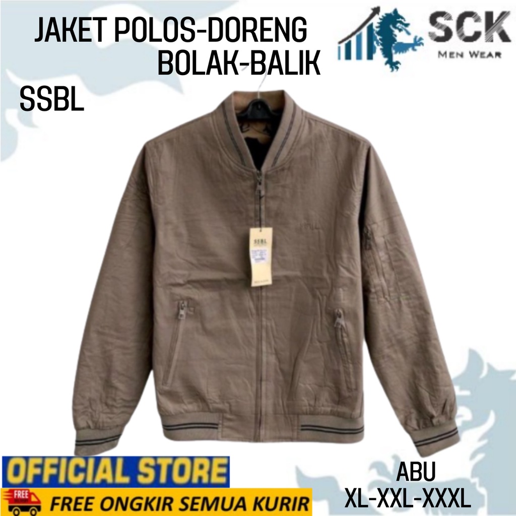 Jaket Pria SSBL DORENG 6701 Katun Bolak Balik Krah Boomber / Pakaian Loreng Cowok size XL-3XL (JUMBO) - sckmenwear GROSIR