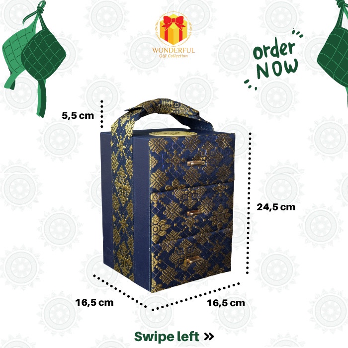 

HARDBOX HAMPERS LEBARAN LACI BIRU GOLD 3 TINGKAT 15x15x6,5 L043B