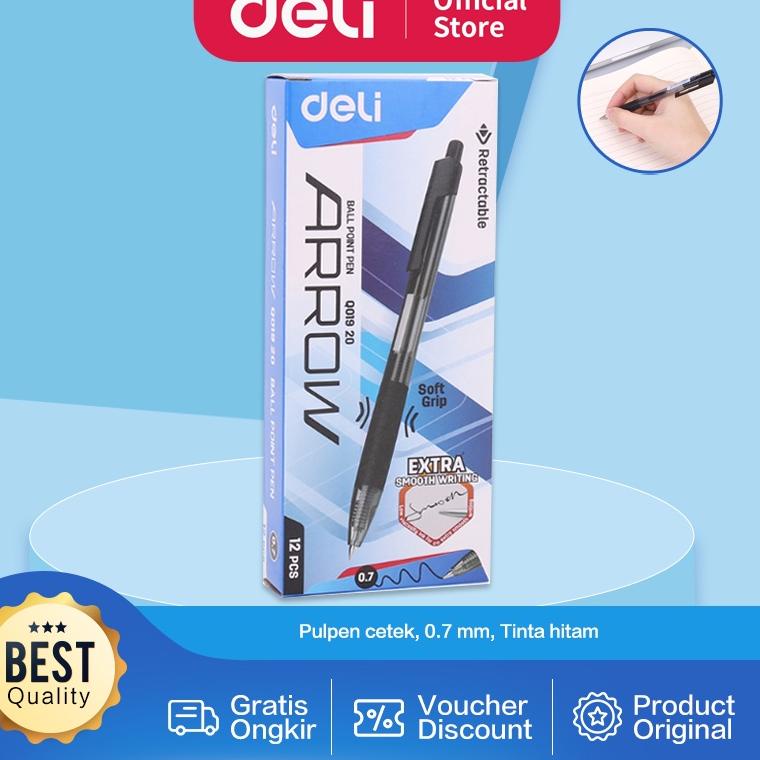 

Murah.. Deli Pulpen Ball pen Cetek Penulisan Halus 0.7mm Hitam EQ ESA