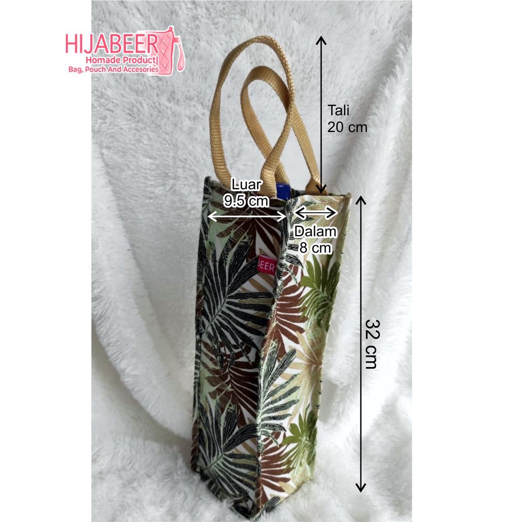 Tas Jinjing Botol / Tumbler Bag 1,5 L Bahan Kanvas Motif Daun