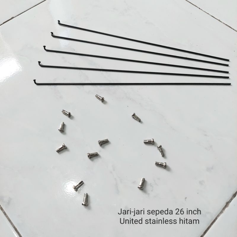 JARI - JARI SEPEDA 14G X 262mm STAINLESS ANTI KARAT HITAM UNITED 26 INCH SATUAN