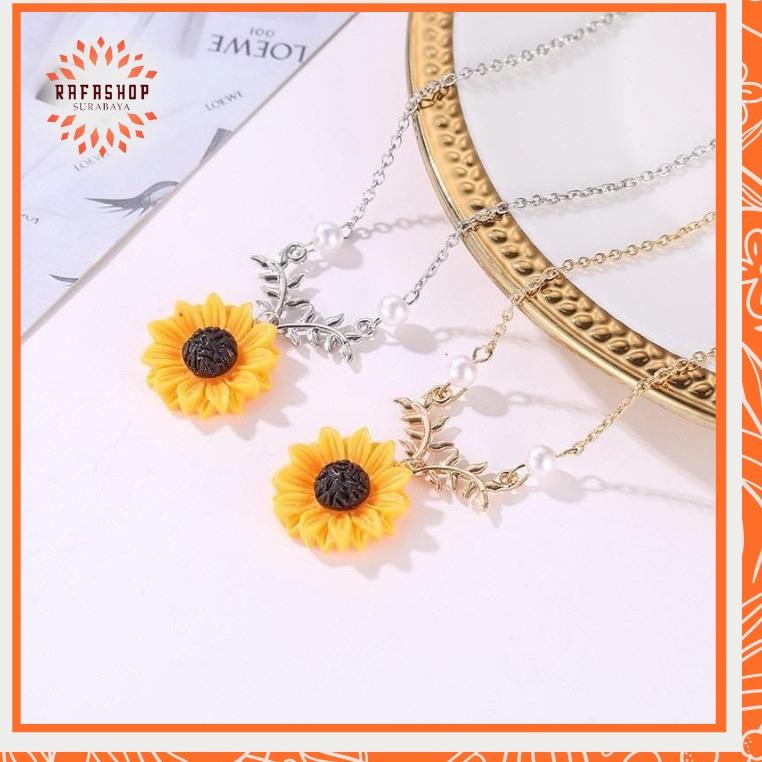 I91 ACC203 Kalung Rantai Bunga Matahari Orange Silver Gold Perhiasan Wanita Import 10gr TERPOPULER ➫